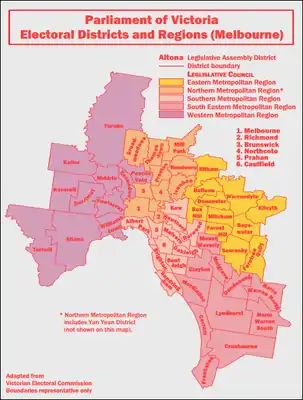 &nbsp; &nbsp; &nbsp; &nbsp; Map of greater Melbourne districts (2006–2014)