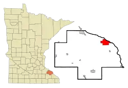 Location of the city of Wabashawithin Wabasha Countyin the state of Minnesota