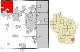 Location in Waukesha County and the state of Wisconsin.