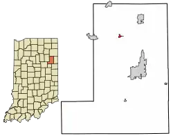 Location of Uniondale in Wells County, Indiana.