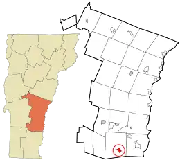 Location in Windsor County and the state of Vermont.