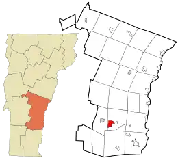 Location in Windsor County and the state of Vermont.