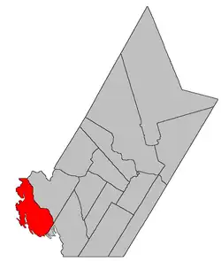 Location within York County, New Brunswick.